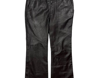 Vintage Y2K Women's Gap Leather Low Rise Trousers - Size M/L