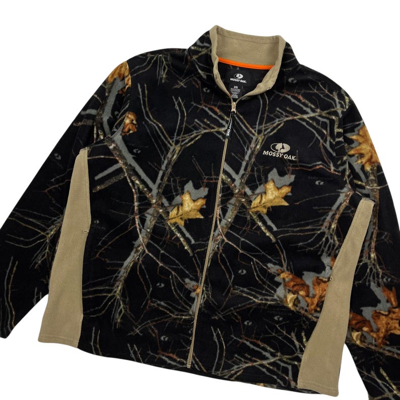 Kurtka polarowa Vintage Y2K Mossy Oak Woodland Camo – rozmiar XXL zdjęcie 2