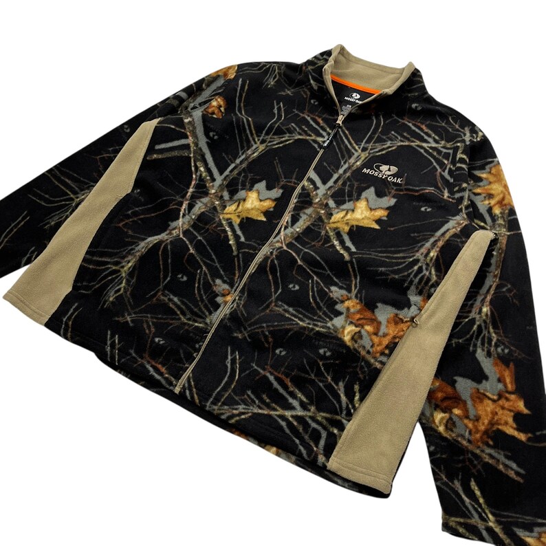 Kurtka polarowa Vintage Y2K Mossy Oak Woodland Camo – rozmiar XXL zdjęcie 3