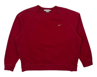 Bluza z okrągłym dekoltem i haftowanym logo Nike Swoosh w stylu vintage Y2K – rozmiar L/XL