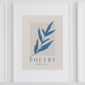 Poetry in Beige and Blue - Minimalist Digital Art Print