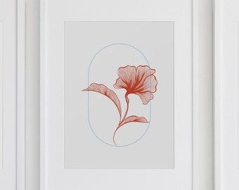 Elegance in Red - Minimalist Digital Art Print