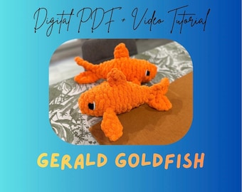 Peluche Gerald Goldfish tricotée avec les doigts | Tutoriel de bricolage (téléchargement numérique)
