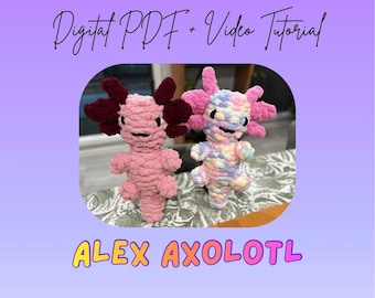 Alex Axolotl Finger Knitted Plush Pattern | DIY Tutorial (Digital Download)