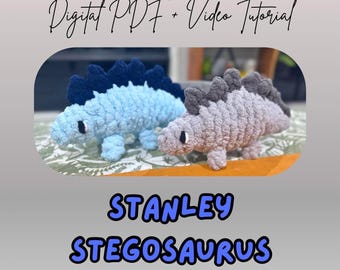 Patron de peluche Stanley Stegosaurus tricotée aux doigts | Tutoriel pour chien à faire soi-même (Téléchargement numérique)