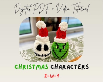 2-in-1 Christmas Character Finger Knitted Plush Pattern | DIY Tutorial (Digital Download)