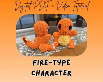 Motif peluche personnage tricoté au doigt de type feu | Tutoriel de bricolage (téléchargement numérique)