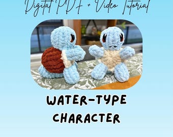 Motif peluche tricoté au doigt de type aquatique | Tutoriel de bricolage (téléchargement numérique)