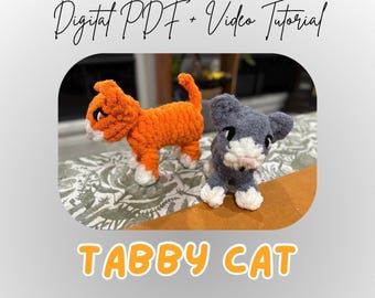 Modèle de peluche chat tigré tricotée aux doigts | Tutoriel pour chien à faire soi-même (Téléchargement numérique)