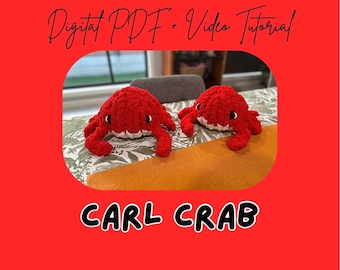 Peluche tricotée au doigt de crabe Carl | Tutoriel de bricolage (téléchargement numérique)