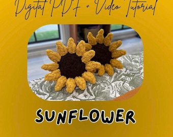 Peluche tournesol tricotée avec les doigts | Tutoriel de bricolage (téléchargement numérique)
