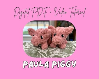 Peluche Paula Piggy tricotée avec les doigts | Tutoriel DIY Piggy (téléchargement numérique)