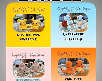 BUNDLE PERSONNAGES en peluche tricotés au doigt | Tutoriel de bricolage (téléchargement numérique)