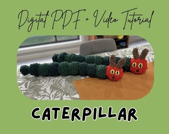 Peluche tricotée au doigt Caterpillar | Tutoriel de bricolage (téléchargement numérique)