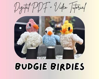 Modèle de peluche Perruches tricotée aux doigts | Tutoriel DIY (Téléchargement numérique)