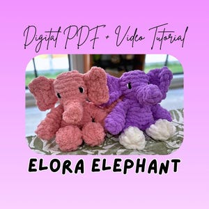 Elora olifant vingergebreid pluche patroon | DIY-zelfstudie (digitale download)