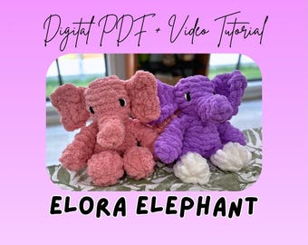 Elora Elephant Finger Knitted Plush Pattern | DIY Tutorial (Digital Download)