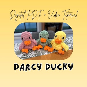 Wzór na pluszową kaczuszkę Darcy Ducky Finger Knitting | Samouczek DIY (do pobrania w wersji cyfrowej)