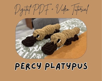 Patron de peluche tricotée aux doigts Percy l'ornithorynque | Tutoriel DIY (Téléchargement numérique)