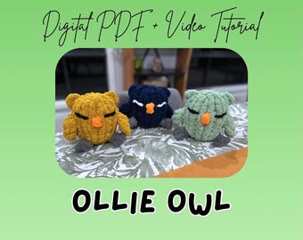Peluche tricotée avec les doigts Ollie Owl | Tutoriel de bricolage (téléchargement numérique)