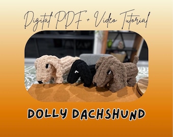 Dolly Dachshund, motif peluche tricoté avec les doigts | Tutoriel DIY pour chien (téléchargement numérique)