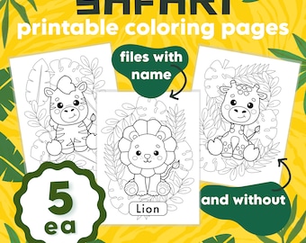 Safari Animals PDF Coloring Pages 2 Files