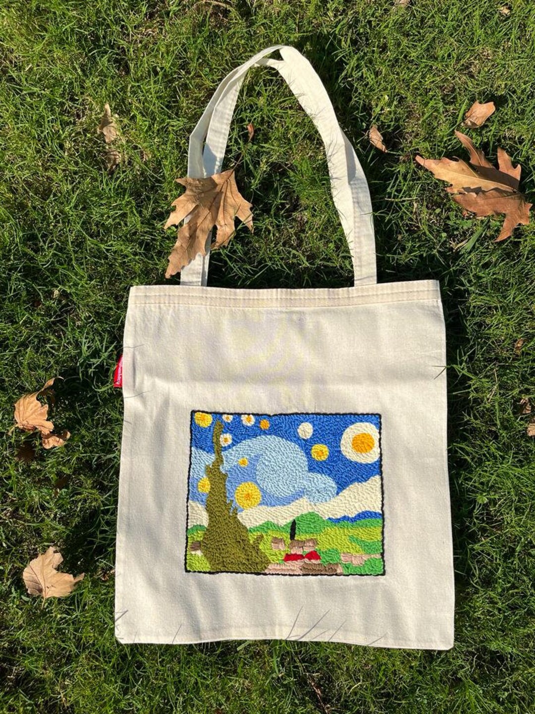 Starry Night Van Gogh Punch Needle Bag Punch Needle Etsy