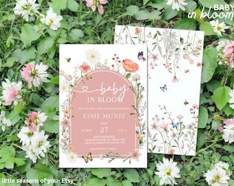Bebé en flor - Invitación para baby shower