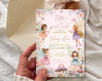 Wildflower Fairy Birthday Invitation, Garden Tea Party (Digital Invite)