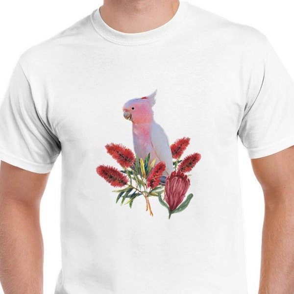 Pink Cockatoo Unisex T-shirt | Major Mitchell's Cockatoo Tshirt | Australian Native Bird Shirt | Aussie Bird Shirt