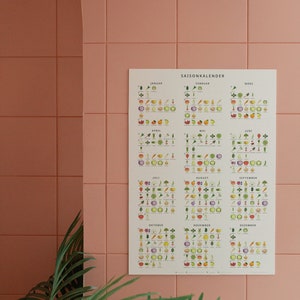Seasonal calendar for fruits and vegetables | Kitchen poster A3 / 30x40 | Foodie gift | German / English image 4