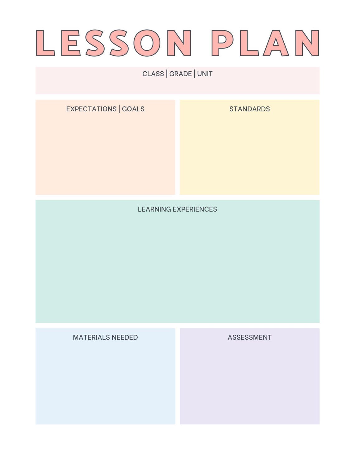 Simple Weekly Lesson Plan Template-preschool/kindergarten-instant ...