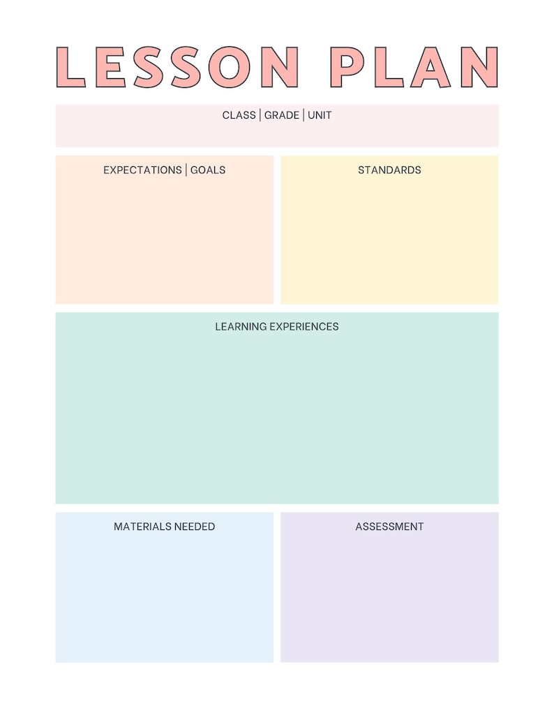 Simple Weekly Lesson Plan Template-preschool/kindergarten-instant ...