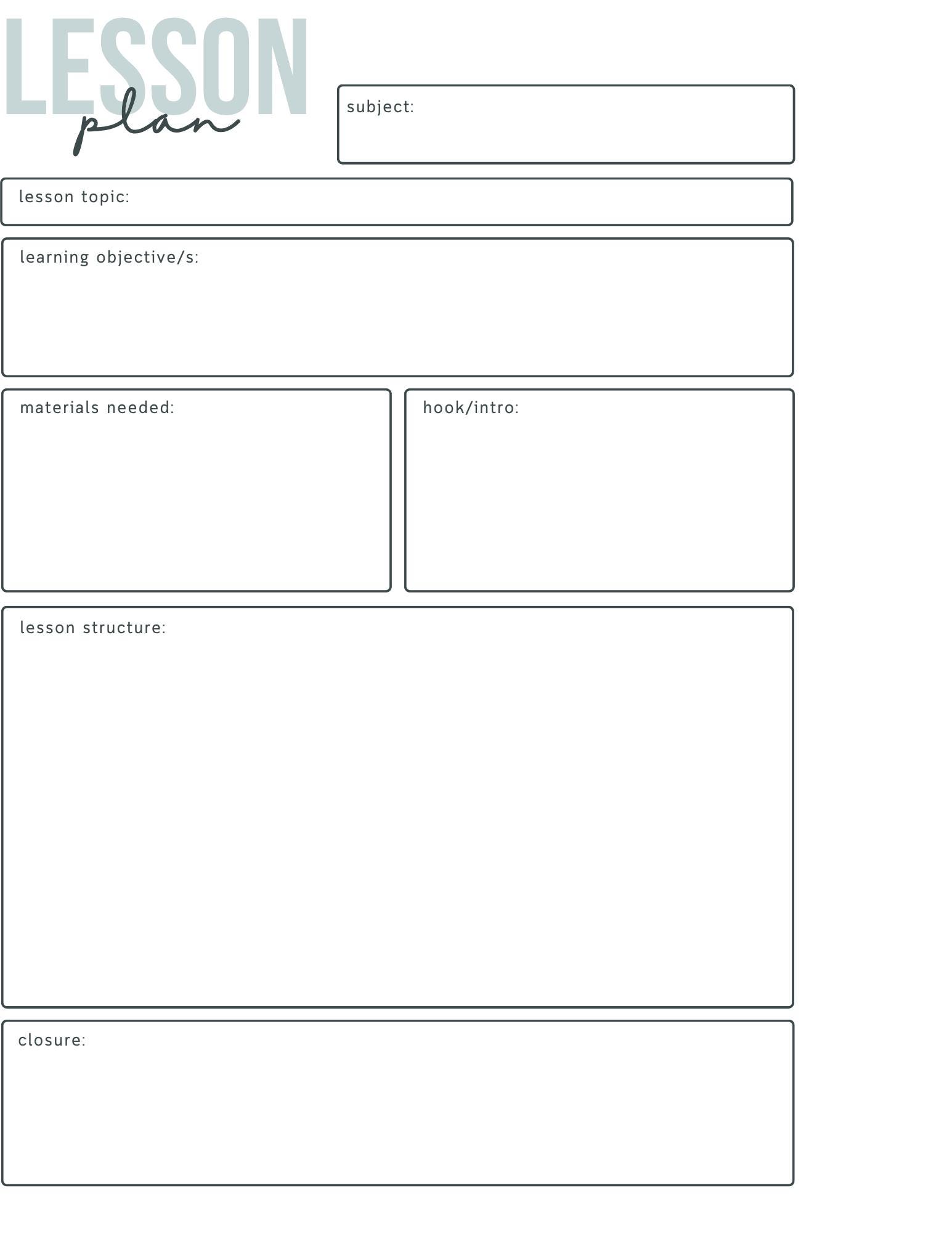 Simple Weekly Lesson Plan Template-preschool/kindergarten-instant ...