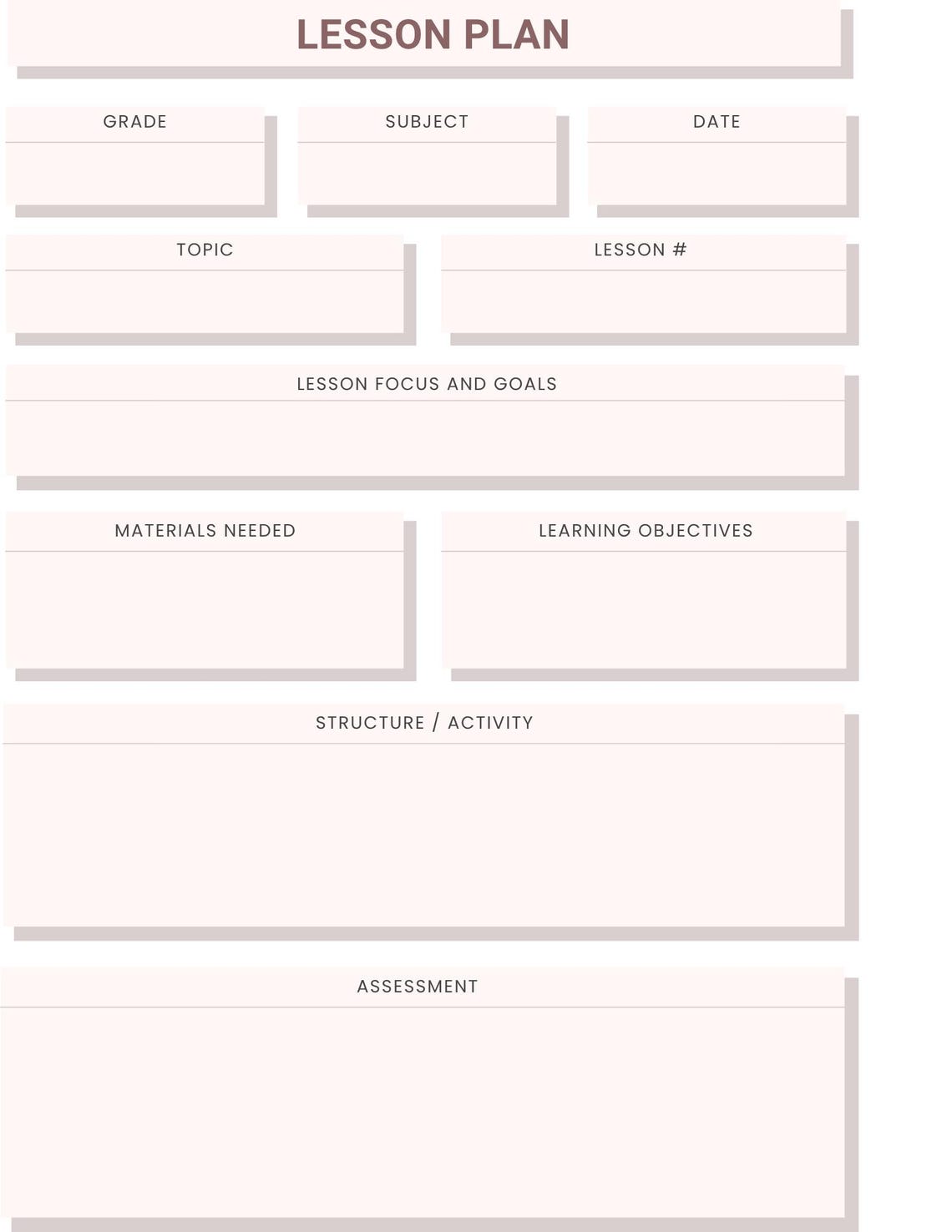Simple Weekly Lesson Plan Template-preschool/kindergarten-instant ...