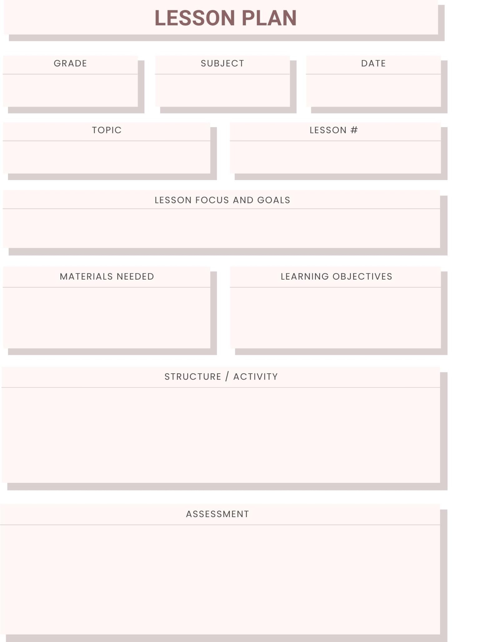 Simple Weekly Lesson Plan Template-preschool/kindergarten-instant ...