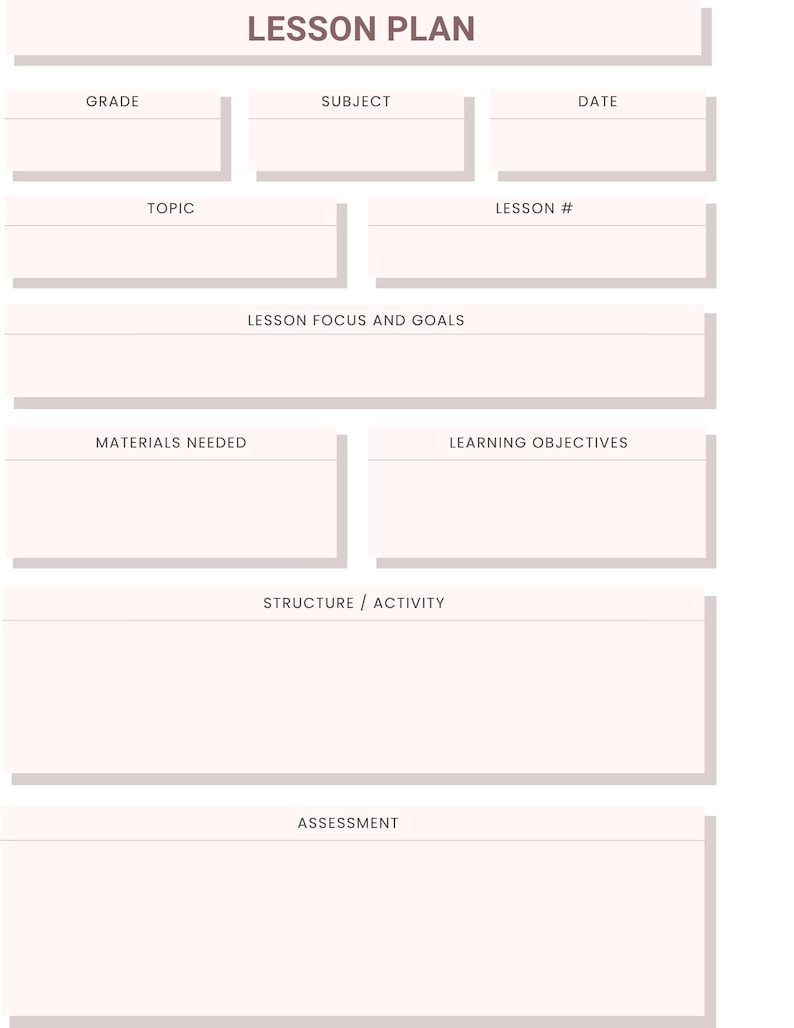 Simple Weekly Lesson Plan Template-preschool/kindergarten-instant ...