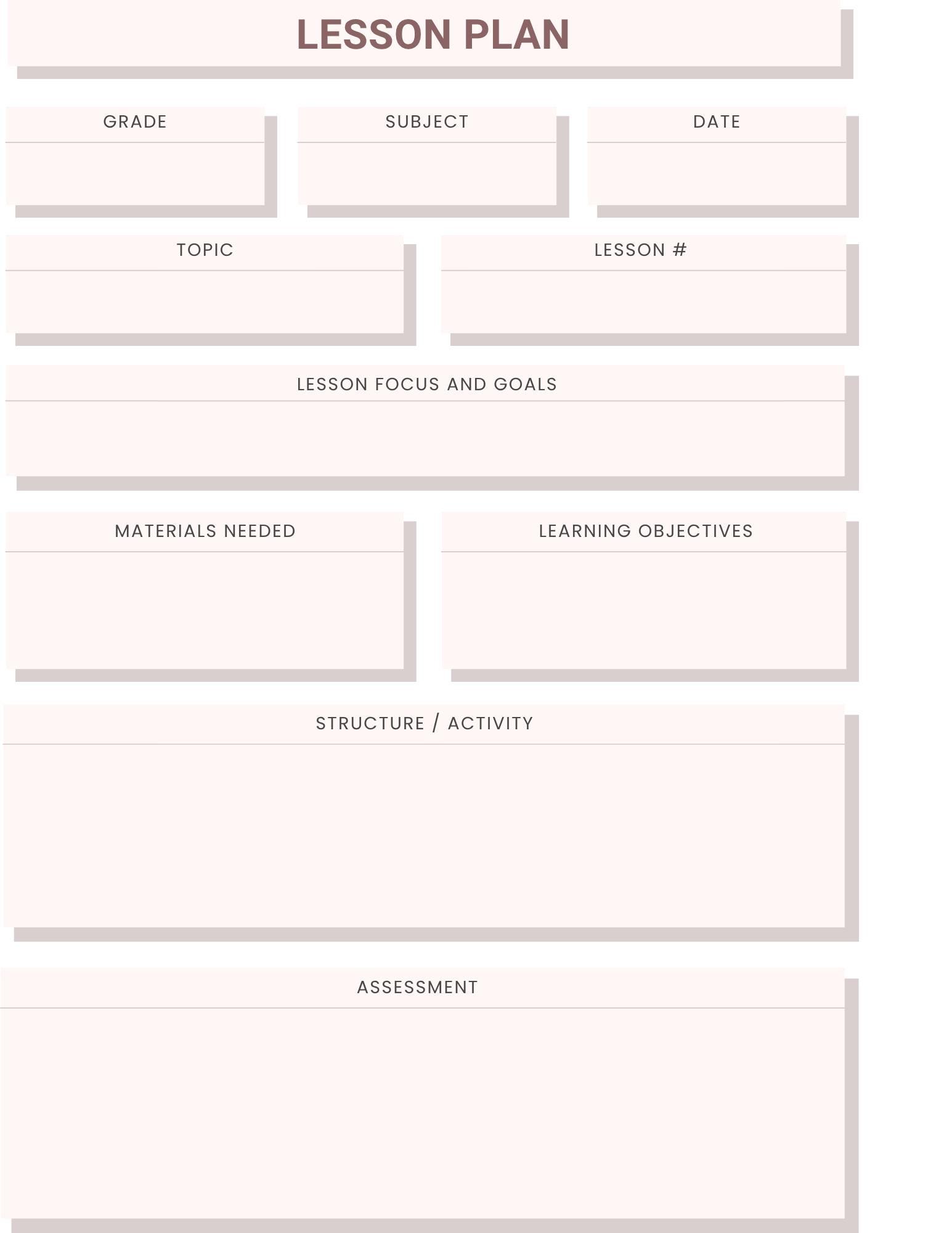 Simple Weekly Lesson Plan Template-preschool/kindergarten-instant ...