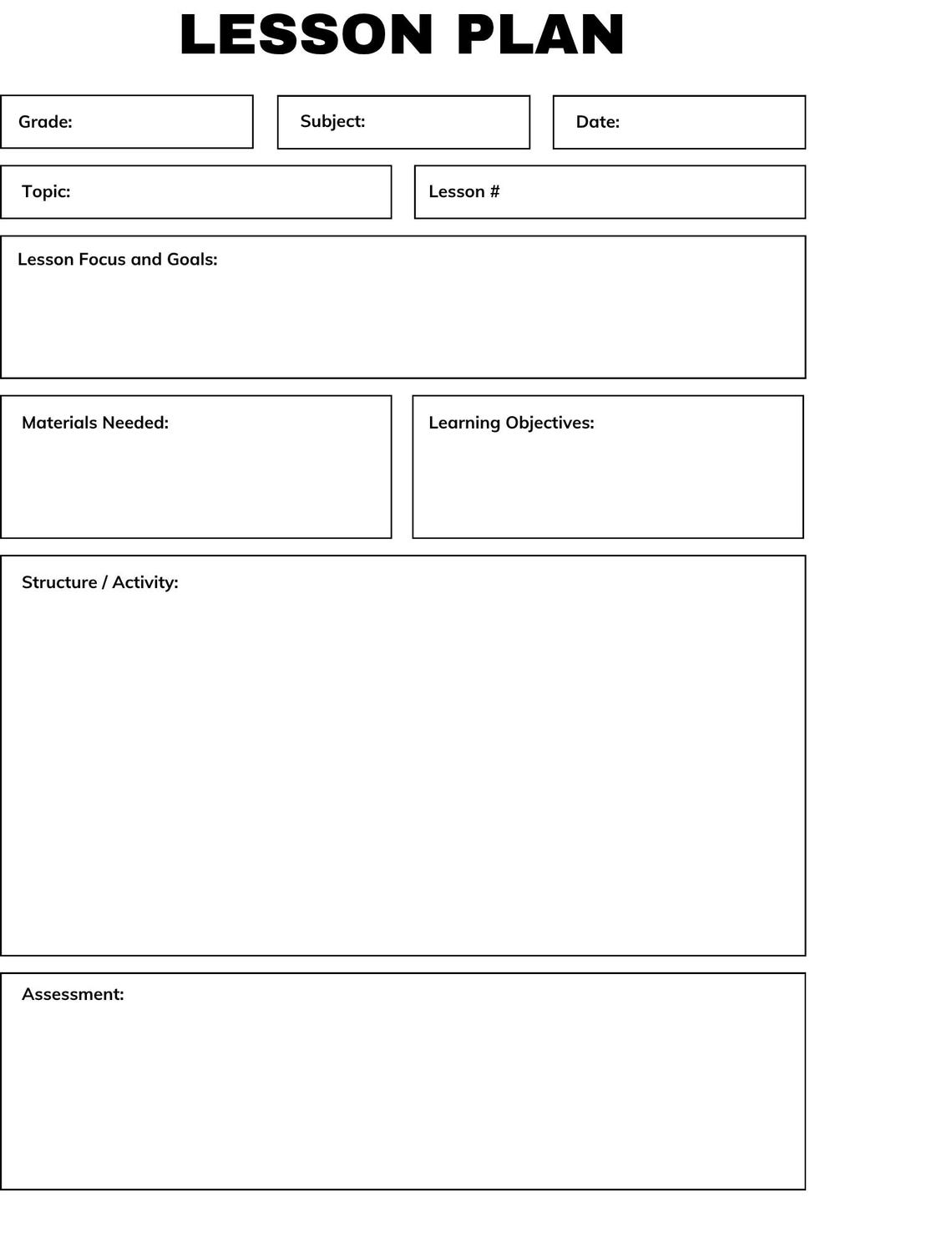 Simple Weekly Lesson Plan Template-preschool/kindergarten-instant ...