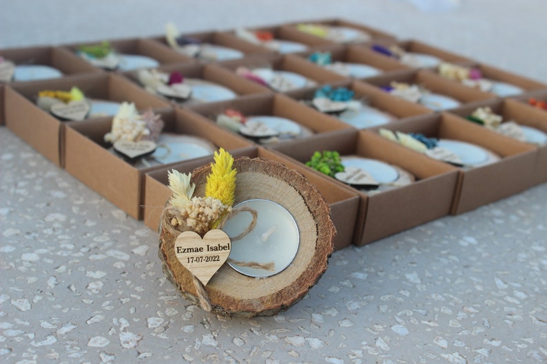 Wedding Favors for Guests in Bulk, Wooden Tealight Candle, Rustic Wedding Favors, Custom Wedding Favors Candles, Wedding Favor for Guests image 5