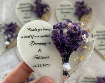 Personalized Magnet Favor for Guest, Magnet With Dry Flower, Islamic Gift, Bridal Gift, Epoxy Magnet With Box, Wedding Favor for Guest