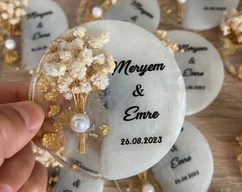 Cadeau d'invité de mariage, aimant de mariage, cadeaux de mariage, cadeaux de fiançailles, aimant époxy, cadeaux d'anniversaire, faveur de mariage islamique Nikah