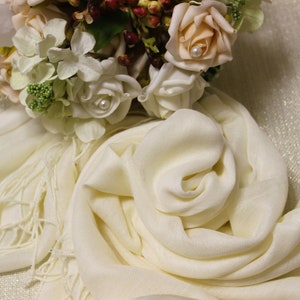 Ivory Pashmina Shawl, Personalized Pashmina, Wedding Shawl, Bridesmaid Shawl, Pashmina Scarf, Wedding Favors for Guests, Bridal Shower Favor