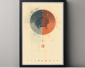 Retro Sci-Fi Art - Mid-Century Modern Orbital Chart for Home and Office Decor