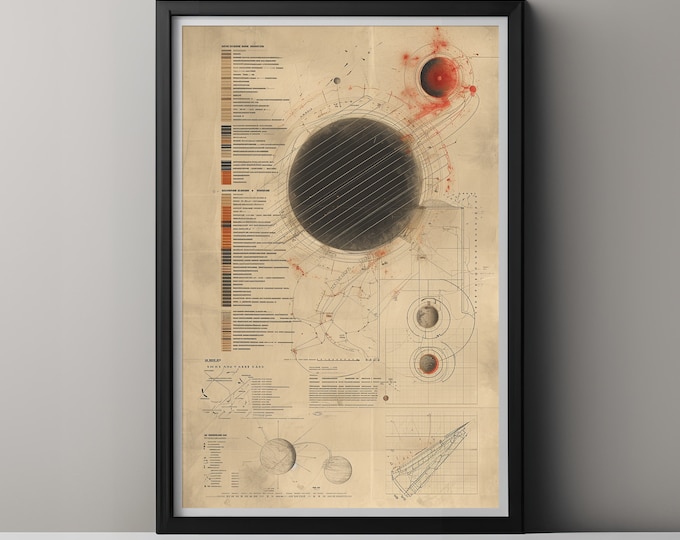 Retro Sci-Fi Celestial Art Print – Vintage Space Diagram