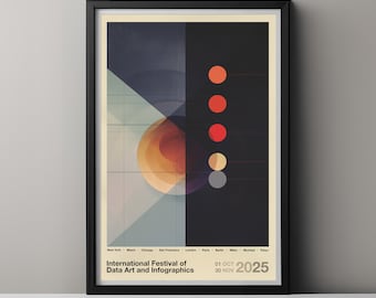 Modern Wall Art, Collectible Limited Edition Exhibition Poster, Colorful Geometric Print, Perfect Gift for Data Art Enthusiasts