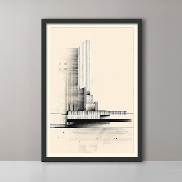 Mid Century Modern Architecture Print: Limited Edition Office Art, Gift for Architect