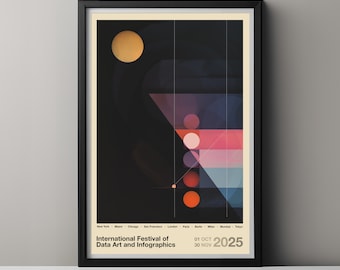 Modern Wall Art, Collectible Limited Edition Exhibition Poster, Colorful Geometric Print, Perfect Gift for Data Art Enthusiasts