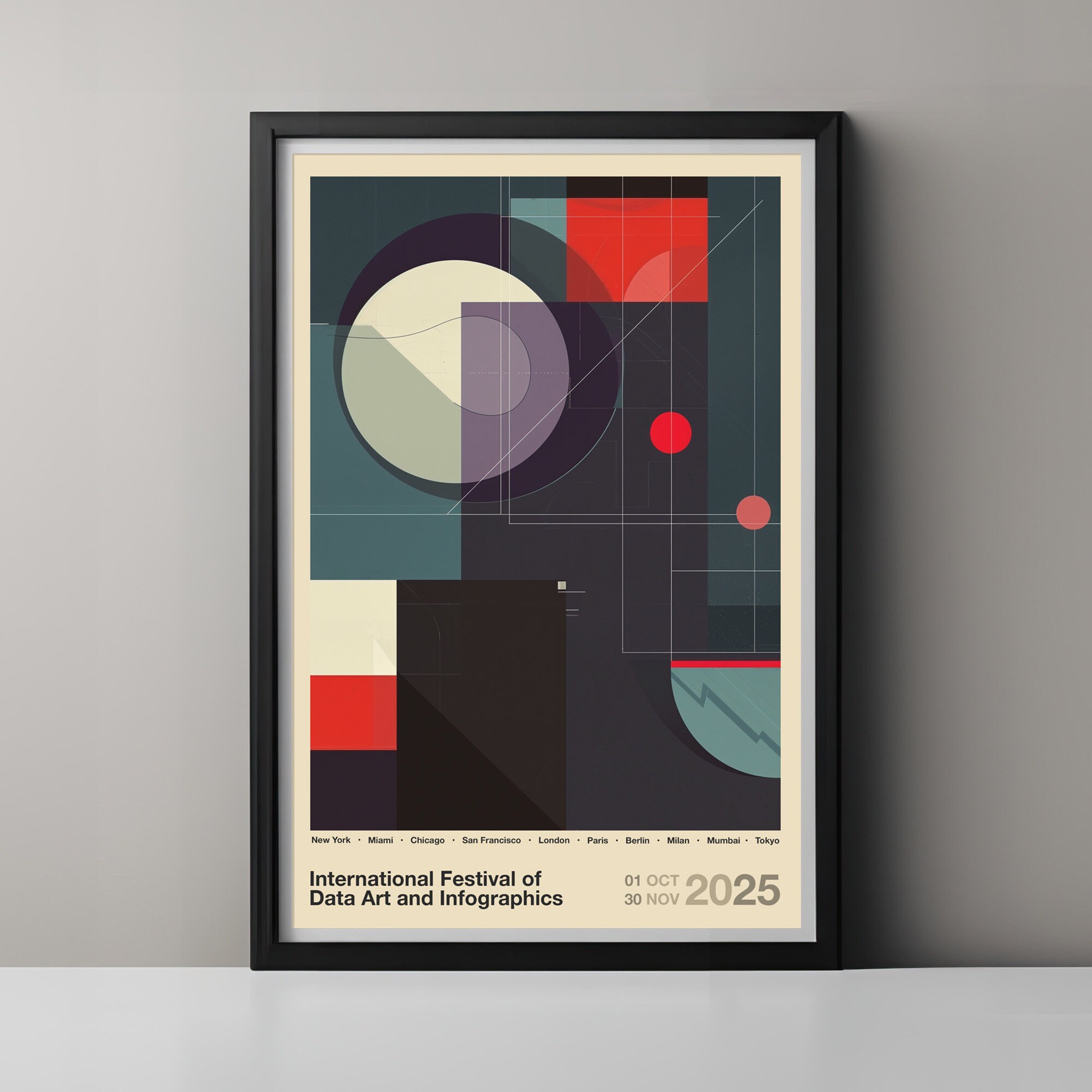 Modern Wall Art, Collectible Limited Edition Exhibition Poster, Colorful Geometric Print, Perfect Gift for Data Art Enthusiasts
