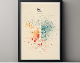 Limited Edition Data Visualization Art Print on Museum Grade Watercolor Paper, for Gallery, Home, or Office Wall Decor